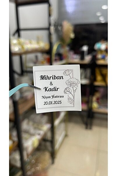 ButikSosyetik الوعد، الحنة، الخطوبة، ملصق الشوكولاتة 3,5x3,5 سم 88 قطعة -