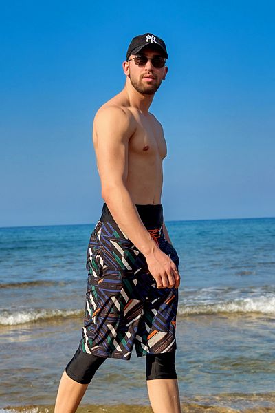 Marina Black Men's Hijab Shorts – Inner Tights, Water Repellent, Upf50+ Protection S2502