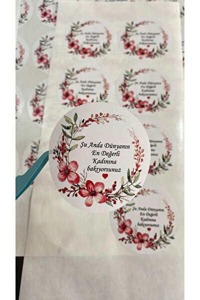ButikSosyetik Kadınlar Günü 8 Mart Yuvarlak Etiket 4x4 cm 54 Adet -
