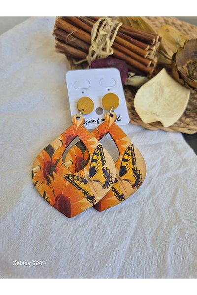 Pinkimaj Wooden Earrings Models Summer Chippy Style Dangle Earrings