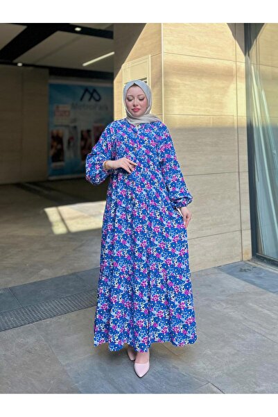 Moda Makkon ÇİÇEK DESEN KADIN PAMUKLU ELBİSE