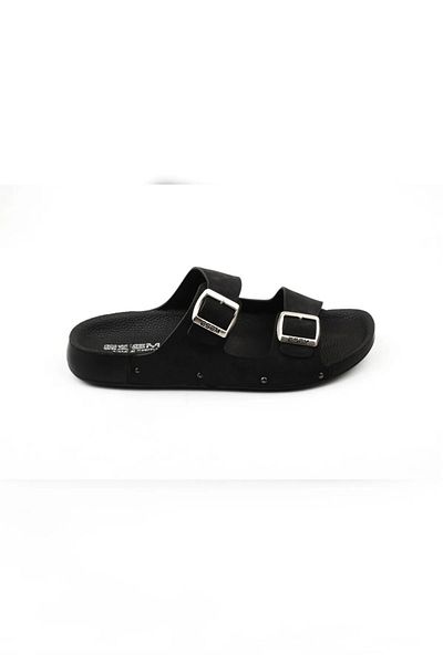 awix Esem Double Buckle Comfortable Sole Slippers Black