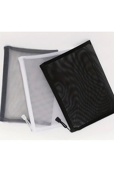 Pinkimaj 3-Piece Organizer Bag Makeup Bag 3 Colors Large Size Mesh