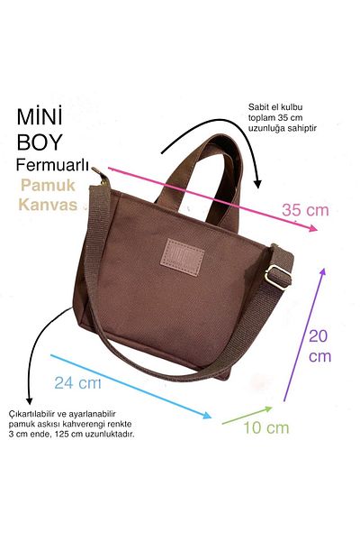 Nuggita Mini Size Zippered Cotton Canvas Bitter Coffee Handbag / Cross Strap
