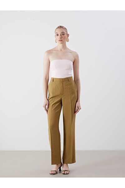 LC Waikiki Lcw Vision Green Modal Blend Women's Pleated Trousers