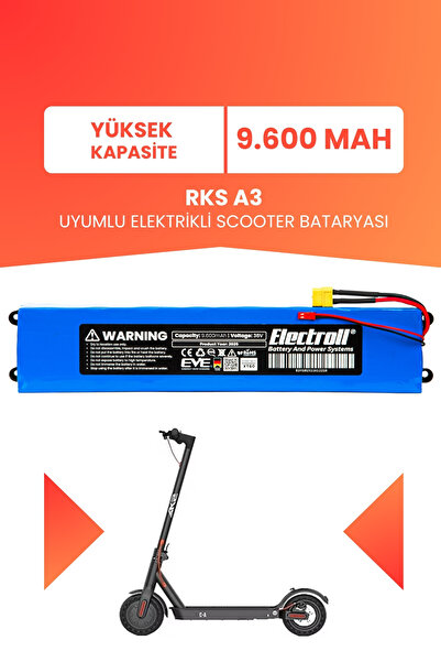 ELECTROLL RKS A3 Uyumlu Batarya (Yüksek Kapasite) 36v 9.600Mah Elektrikli Sco...