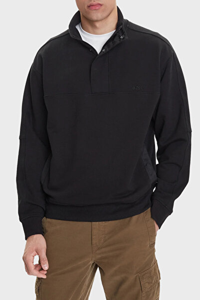 BOSS Pamuklu Regular Fit Yarım Fermuarlı Dik Yaka Logolu Sweat Erkek SWEAT 50545753 001