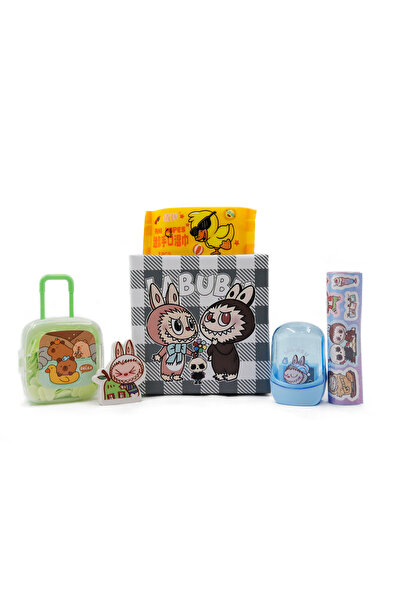 repro design Labubu 5’li Hediye Kutusu – 10x10 cm | Etiket, Kalemtraş, Silgi,...