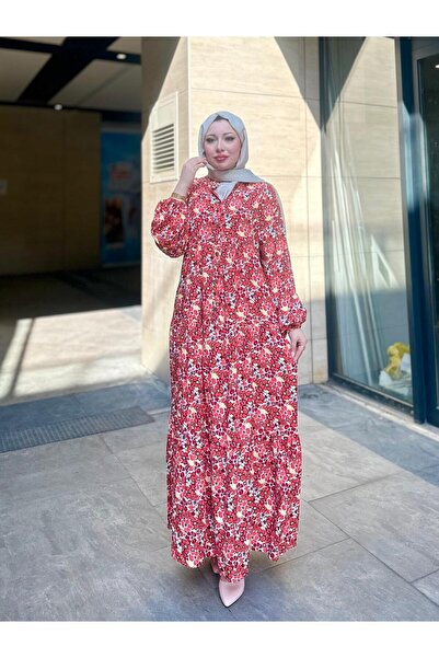 Moda Makkon ÇİÇEK DESEN KADIN PAMUKLU ELBİSE
