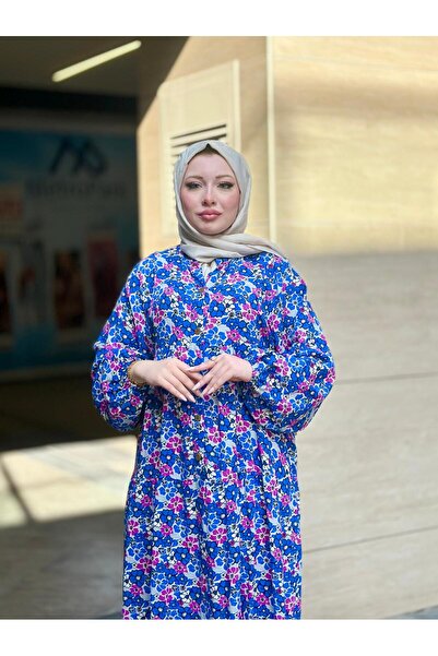 Moda Makkon ÇİÇEK DESEN KADIN PAMUKLU ELBİSE