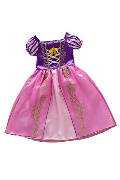 Mixbo Set rochie fetite carnaval cu sclipici si brosa Mixbo, Printesa, satin/tul, 5-6 ani, roz/mov