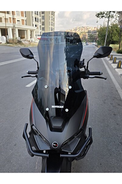 MOTOCAM RKS Lince 125 Siperlik Ön Cam 2021-2025 Model 55cm Siyah Renkli 4mm K...