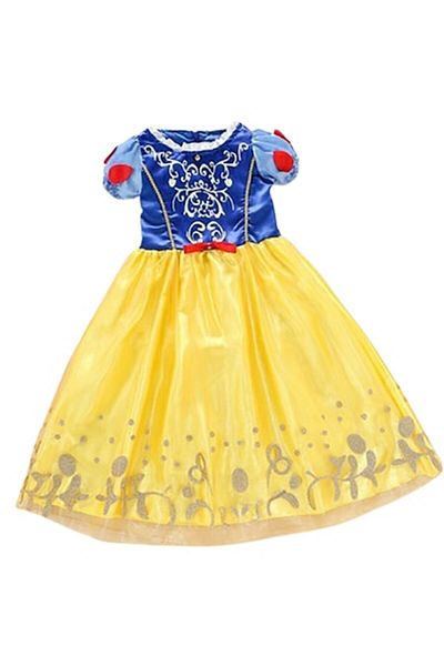 Mixbo Carnival Glitter Princess Dress for Girls, Satin/Tulle, 7-8 Years, Blue/Yellow
