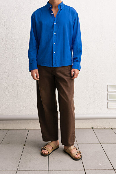 ModaMEC MEC Erkek Oversize Keten Yazlık Gömlek