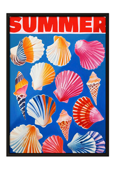 Zestia Πίνακας με μαύρο πλαίσιο, Καλοκαιρινή σύνθεση με κοχύλια, Διακοσμητική...