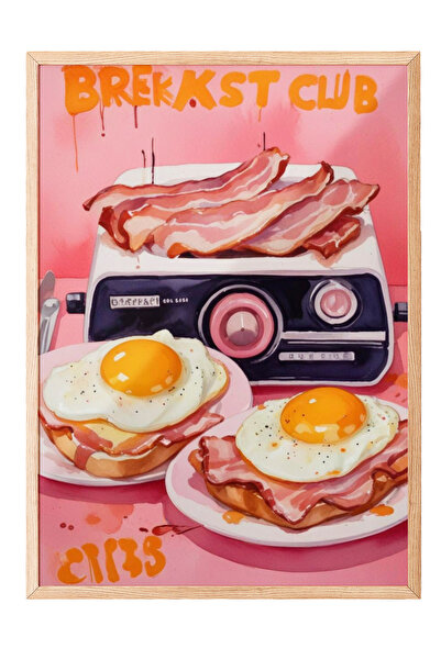 Zestia Tablou cu ramă din lemn, caseta și micul dejun: Bucătărie retro, Poste...