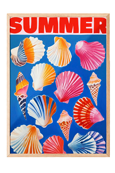 Zestia Εικόνα με ξύλινο πλαίσιο, Καλοκαιρινή σύνθεση με κοχύλια, Διακοσμητική...