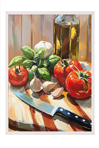 Zestia Tablou înrămat alb, cu roșii și mozzarella – Masă mediteraneană, Poste...
