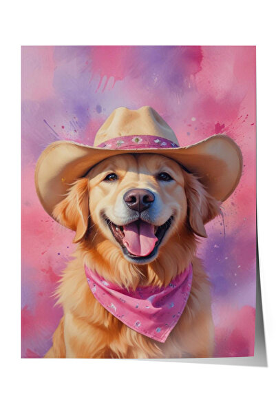 Zestia Poster fără ramă, Câine cu pălărie de cowboy – Portret amuzant, Poster...