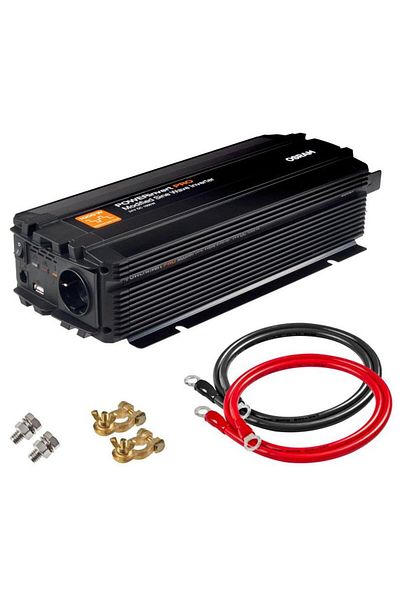 Osram Modified Sine Wave car inverter 1000W, 24V DC, OEINVMB10, with a 230V socket and a USB 2 port.
