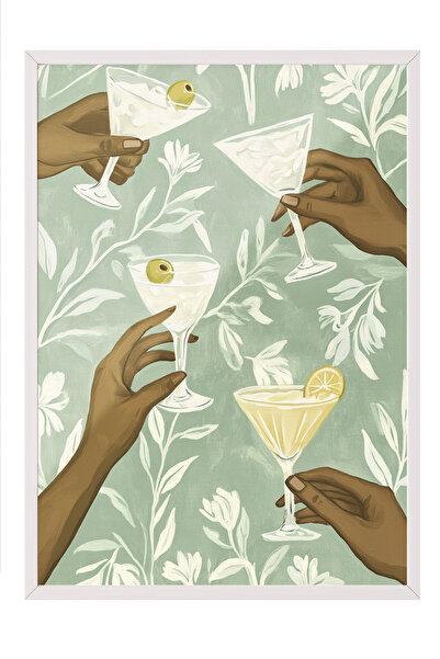 Zestia Tablou înrămat alb, plante exotice și frunze tropicale, poster decorat...