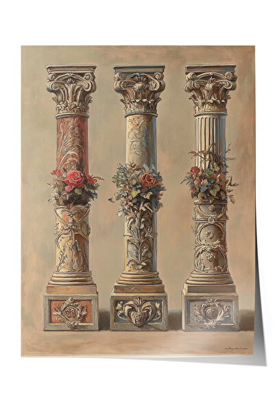 Zestia Çerçevesiz Poster, Antik Taş Sütunlar, Bina Dekoru Poster No: 110196