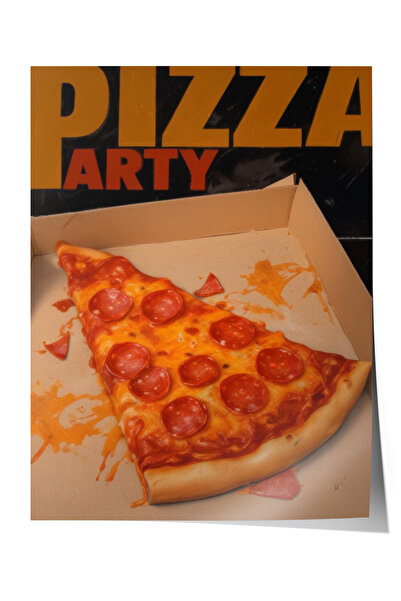 Zestia Плакат без рамка, парче пица – илюстрация на храна, плакат за кухненск...