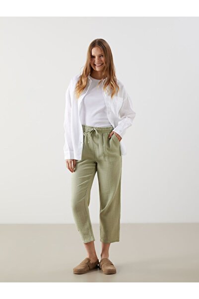 LC Waikiki Pantaloni de damă XSIDE din muselină simplă cu talie elastică