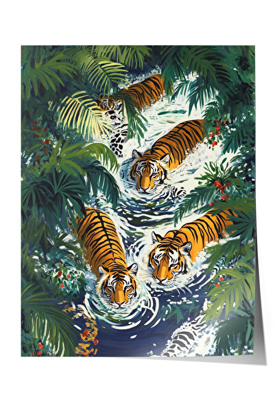 Zestia Αφίσα χωρίς πλαίσιο, με θέμα το δάσος και τον τίγρη, αφίσα διακόσμησης...