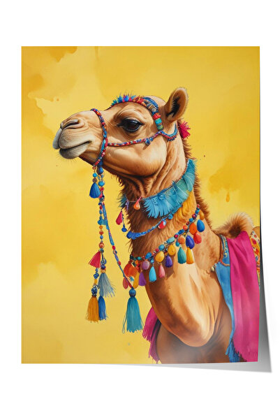 Zestia Poster fără ramă, Portret de cămilă – Ilustrație etnică, Poster decora...