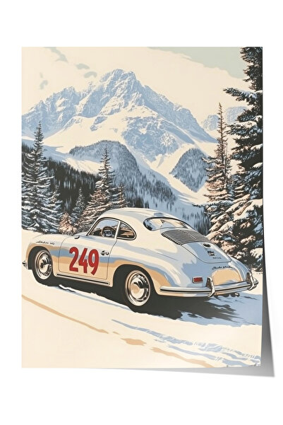 Zestia Plakat bez okvira, sportski automobil u planinskom pejzažu, poster za ...