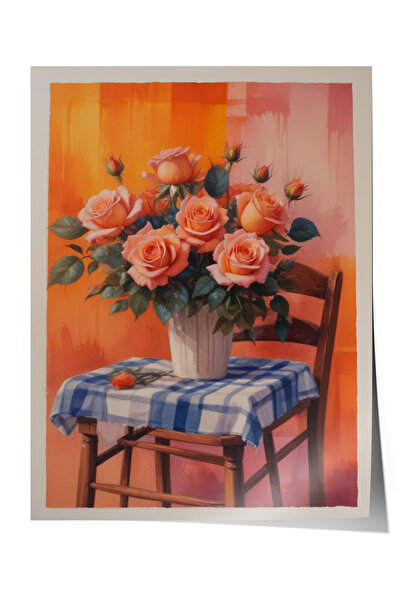 Zestia Poster fără ramă, vază cu pasteluri și flori – Natură moartă, Poster d...