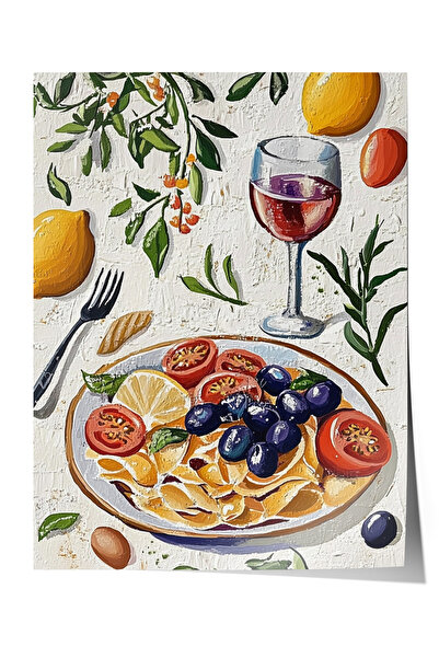 Zestia Poster fără ramă, farfurie cu fructe și suc de portocale, poster decor...