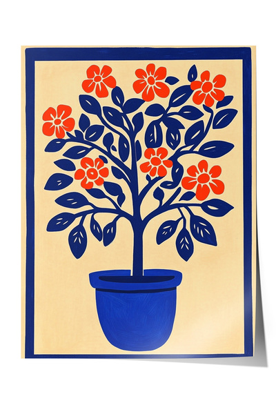 Zestia Постер без рамка, саксийно растение с оранжеви цветя, декорация за хол...