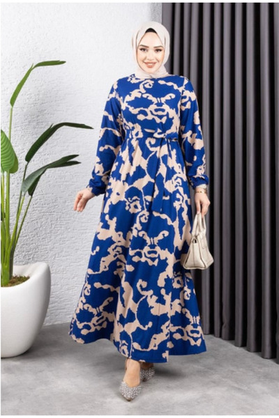 Skygo Skirt Flared Patterned Dress Dark Blue Vision