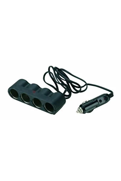 Bottari Four Sockets 30071BT car adapter with extension cord, 4 outputs for car cigarette lighter sockets,