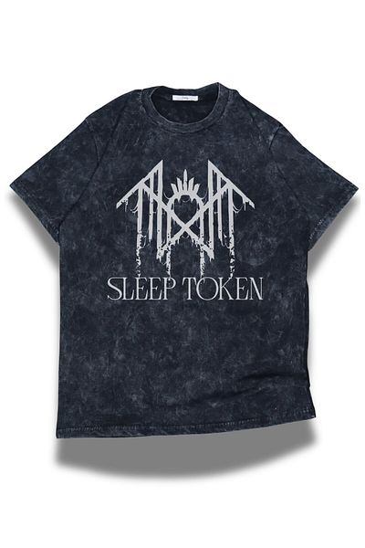 Fuddy Moda Unisex Sleep Token Logo Printed Washable T-Shirt, Oversize Rock Band Themed Vintage T-Shirt