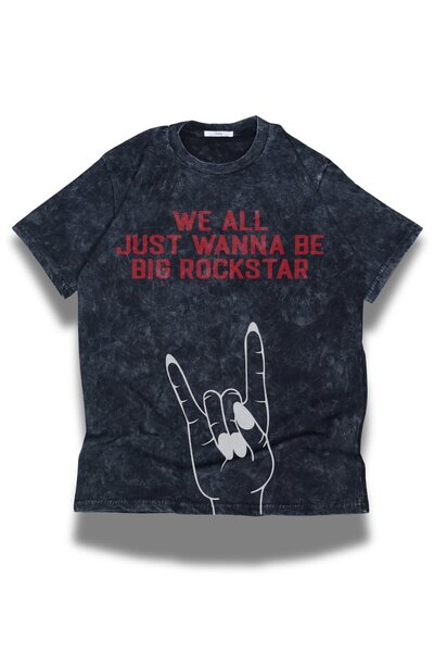 Fuddy Moda Tricou unisex Big Rockstar scris lavabil, tricou vintage cu temati...