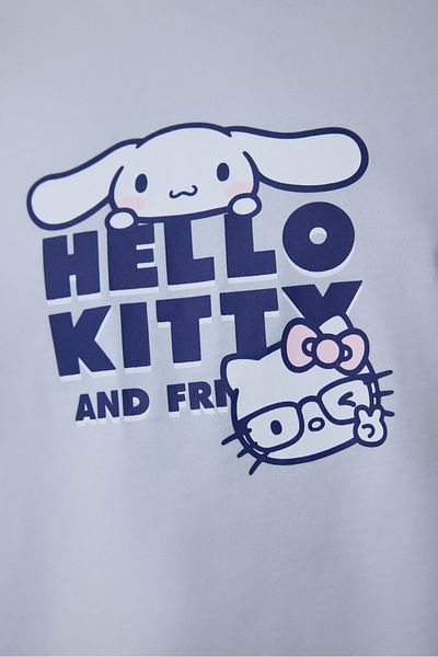 Penti Light Blue Sanrio Happy Friends Crew Neck Short Sleeve Pajama Set with Shorts