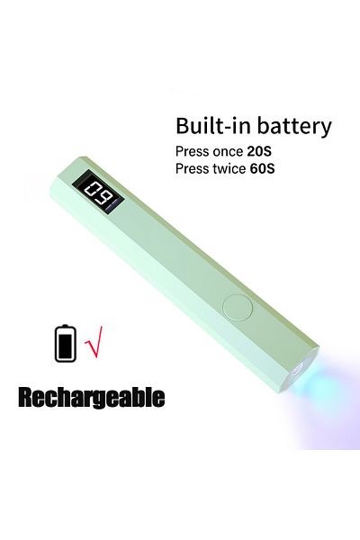 Choice1 USB Green With Display LULAA Handheld Mini UV LED Nails Drying Light Nail Lamp for Gel Polish Manicu
