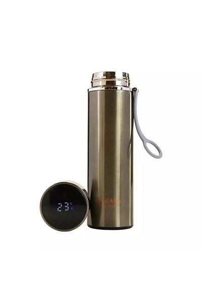 Generic Stainless Steel Vacuum Flask with LED Temperature – Leak Proof, BPA-Free Thermos, Gray – 500ml