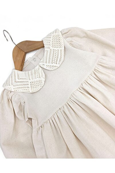 Ege Bebek Kız Çocuk Mevsimlik Keten Takım, Geniş Paçalı, Karpuz Kol, Bebe Yakalı, %100 Organik Pamuk