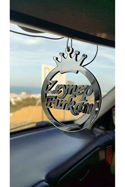 estölye Kişiye Özel İsimli Araç Dikiz Ayna Süsü Gümüş