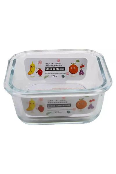 Generic Airtight Glass Food Storage Container – 370ml with Snap Locking Lid for Fresh & Leak-Proof Storage