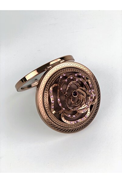 DEKORANLA Pembe taşlı isim yazdırılabilen kapaklı küçük taşınabilir makyaj ay...