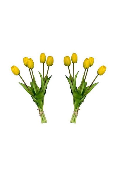 fun zone Yatai 10-Piece Real Touch Tulips Artificial Flowers Pu Looking With Stems Yellow