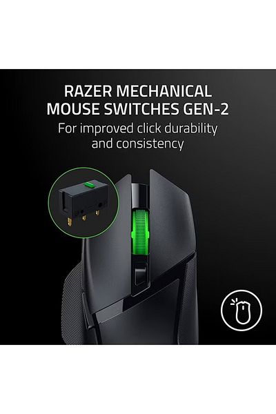 RAZER ماوس الألعاب اللاسلكي Basilisk V3 X Hyperspeed - 18 ألف نقطة في البوصة، مفاتيح الجيل الثاني - أسود