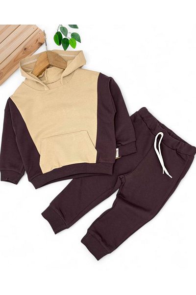 Egelite Boy's 3 Thread Unsharded Thick Fabric 100% Cotton, Hooded Tracksuit Set