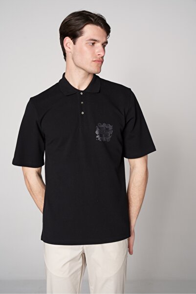 SPORTEMPT Supima Cotton ST Graphic με τύπωμα Ανδρικό oversized Polo - Μαύρο