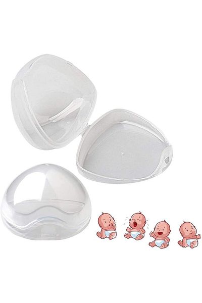 Dawwoti Set of 4 pacifier protectors, PP, transparent, 7 x 6.1 x 5.5 cm
